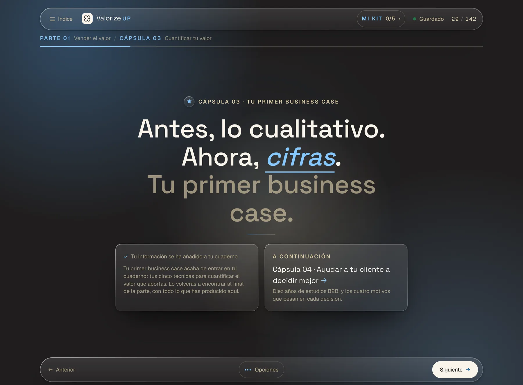 El módulo Value Drive, parte 1: la cápsula que lleva de lo cualitativo a las cifras.