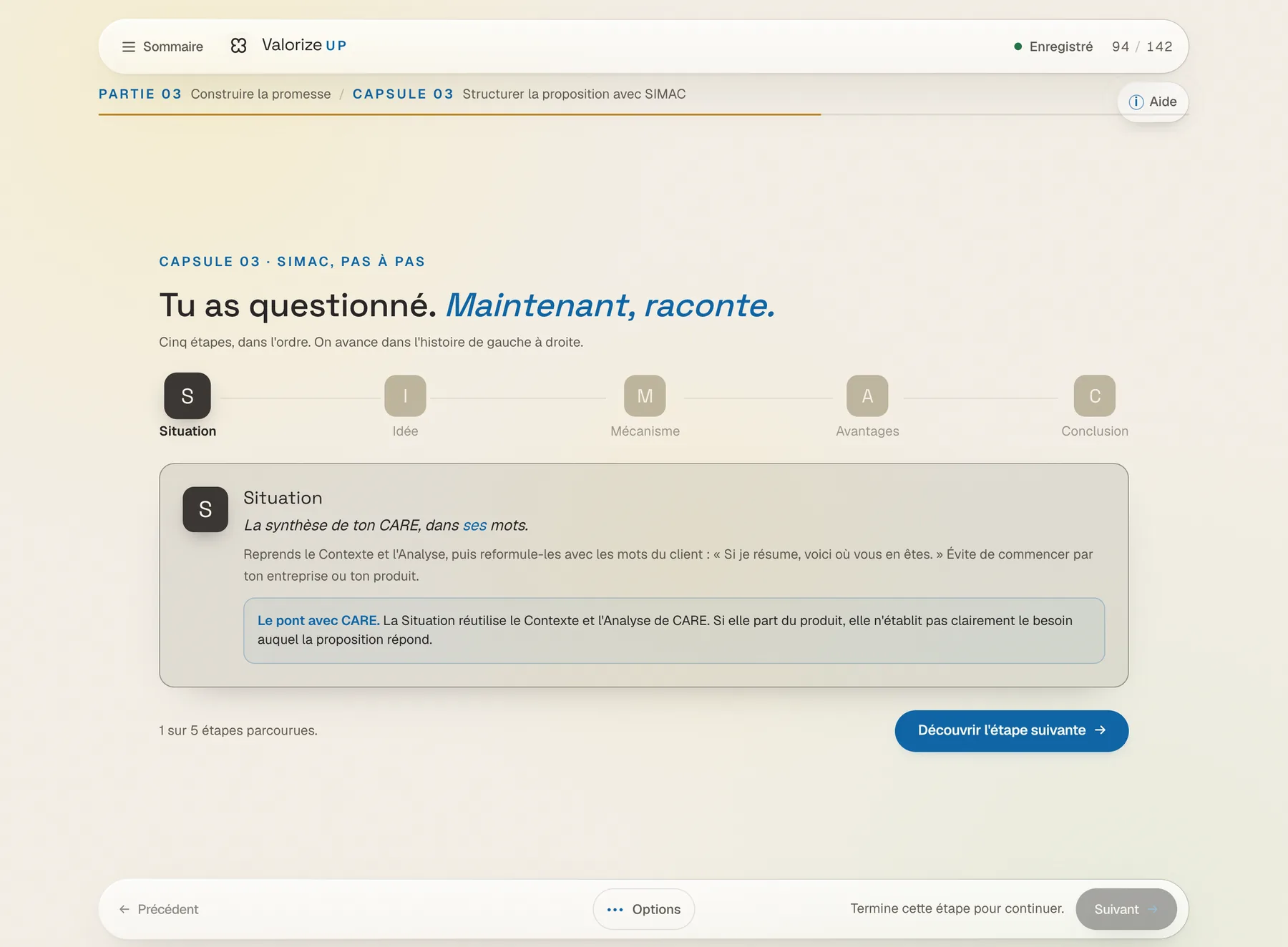 Partie 3 : la structure SIMAC, étape par étape.